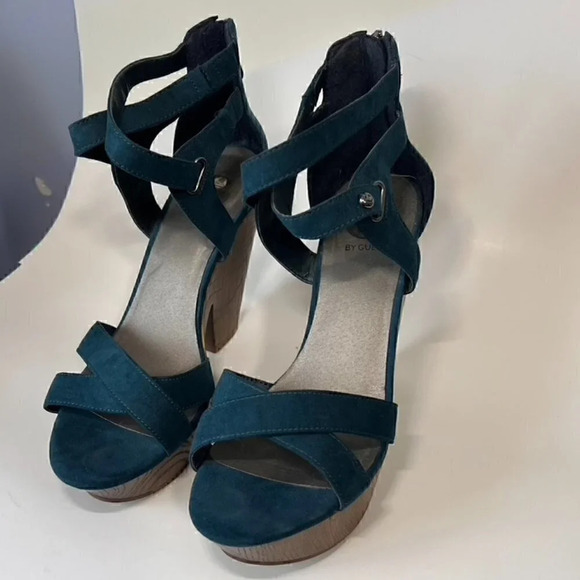 G by Guess Blue Strappy Heels with Ankle Strap - Picture 2 of 5